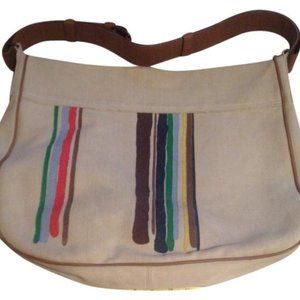 Bottega Veneta Beige Multicolor Canvas and Leather Shoulder Bag